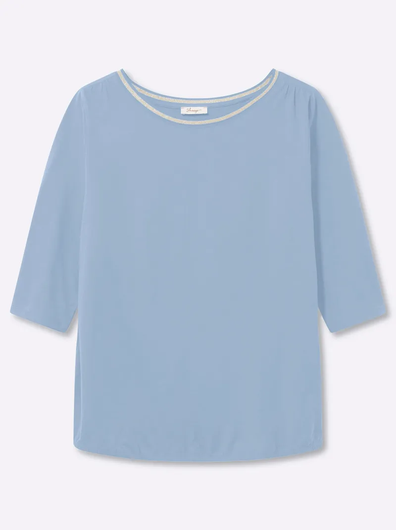 sheego 3/4-Arm-Shirt eisblau, Eisblau, – Produktbild 1 von 2
