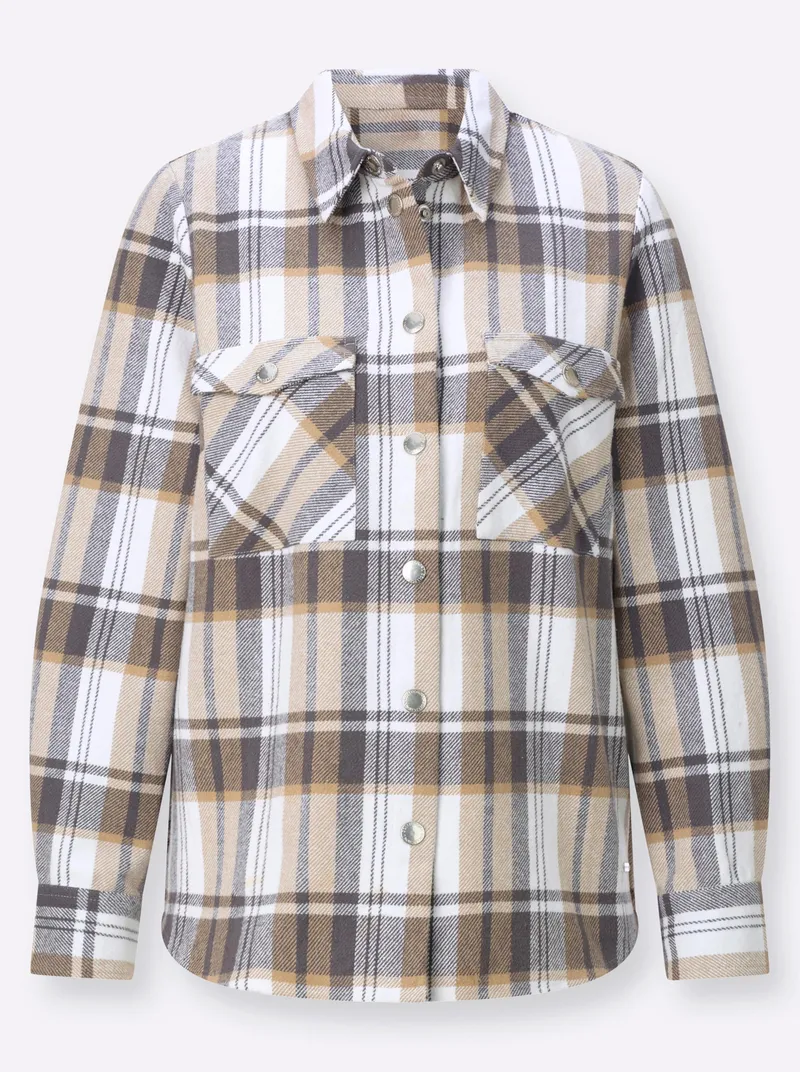 Witt Flanellbluse beige-anthrazit-kariert, Beige-anthrazit-kariert, – Produktbild 2 von 2