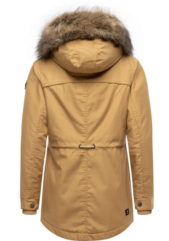 ragwear ragwear Winterjacke Tawny Short YOUMODO Warme Jacke mit großer Kapuze und Kunstfellkragen, Braun, – Produktbild 4 von 5