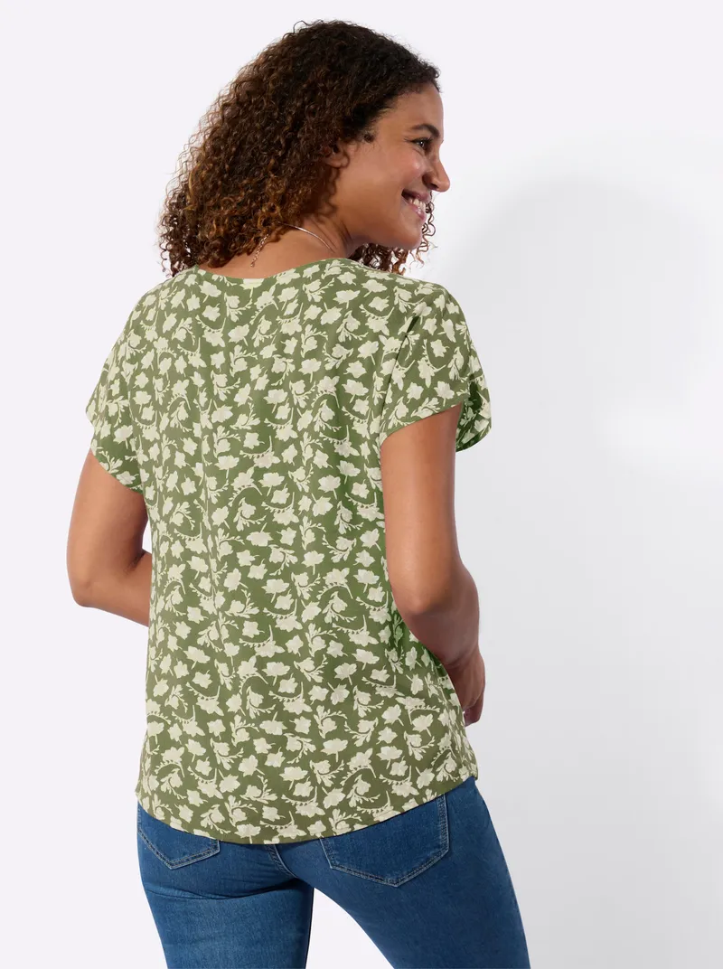Witt Blusenshirt khaki-weiß-bedruckt, Khaki-weiß-bedruckt, – Produktbild 2 von 2