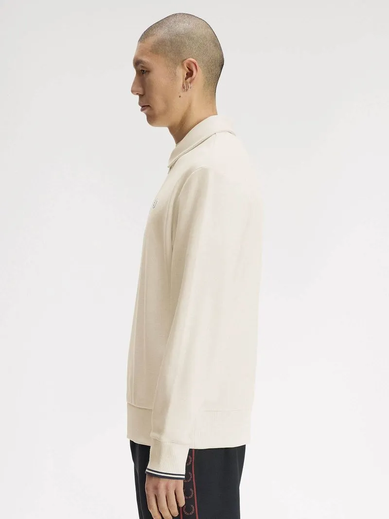 Fred Perry Fred Perry Longsleeve Half Zip Poloshirt Ecru - Größe L, Weiß, – Produktbild 2 von 5