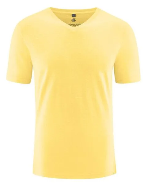 HempAge HempAge V-Kragen T-Shirt Hanf/Biobaumwolle, Butter(gelb), – Produktbild 1 von 4