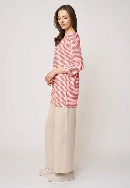 LANA Organic LANA Organic Longshirt, Modell Lia, Iza coral - ecru, – Produktbild 3 von 4