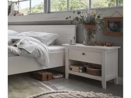 Nachttisch "Solvita" mit 1 Schublade, Kiefer weiß – Produktbild 1 von 1