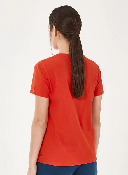 ORGANICATION ORGANICATION Basic T-Shirt aus Bio-Baumwolle mit V-Ausschnitt, Red, – Produktbild 4 von 4