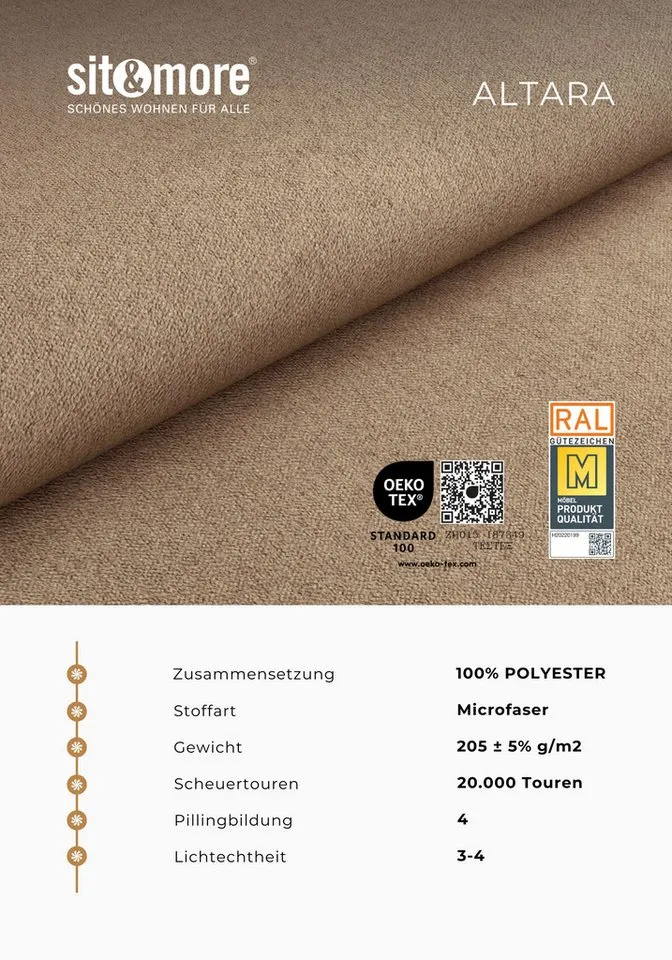 sit&more Polsterhocker Savona, B: 58 cm, individuell zu kombinieren, Braun, – Produktbild 5 von 8