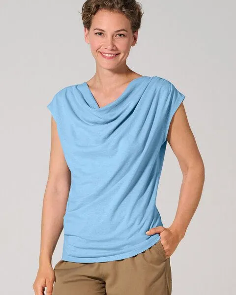 HempAge HempAge Wasserfallausschnitt Top Hanf/Biobaumwolle, Glacier (blau), – Produktbild 1 von 4