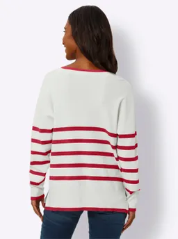 heine Streifenpullover rot-ecru-geringelt – Produktbild 1 von 1
