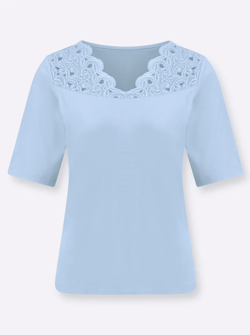 Witt Spitzenshirt eisblau, Eisblau, – Produktbild 1 von 2