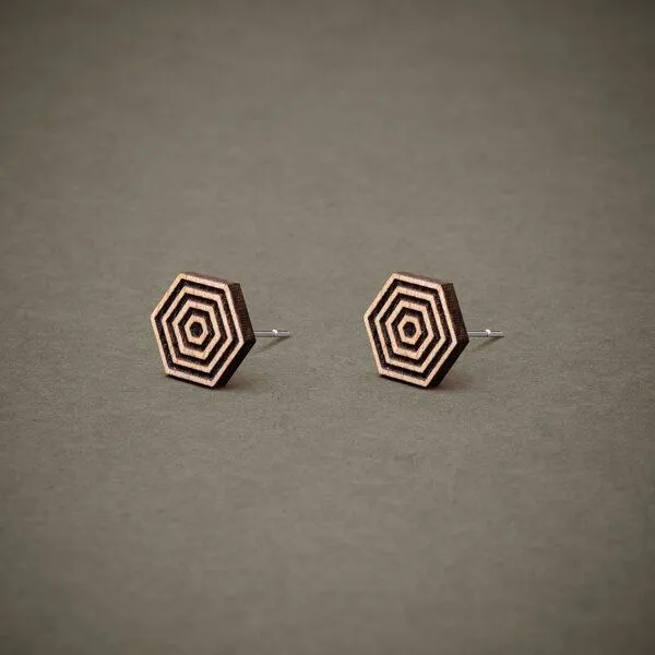 feinformart feinformart Ohrstecker aus Holz Hexagon2 9mm – Produktbild 1 von 3