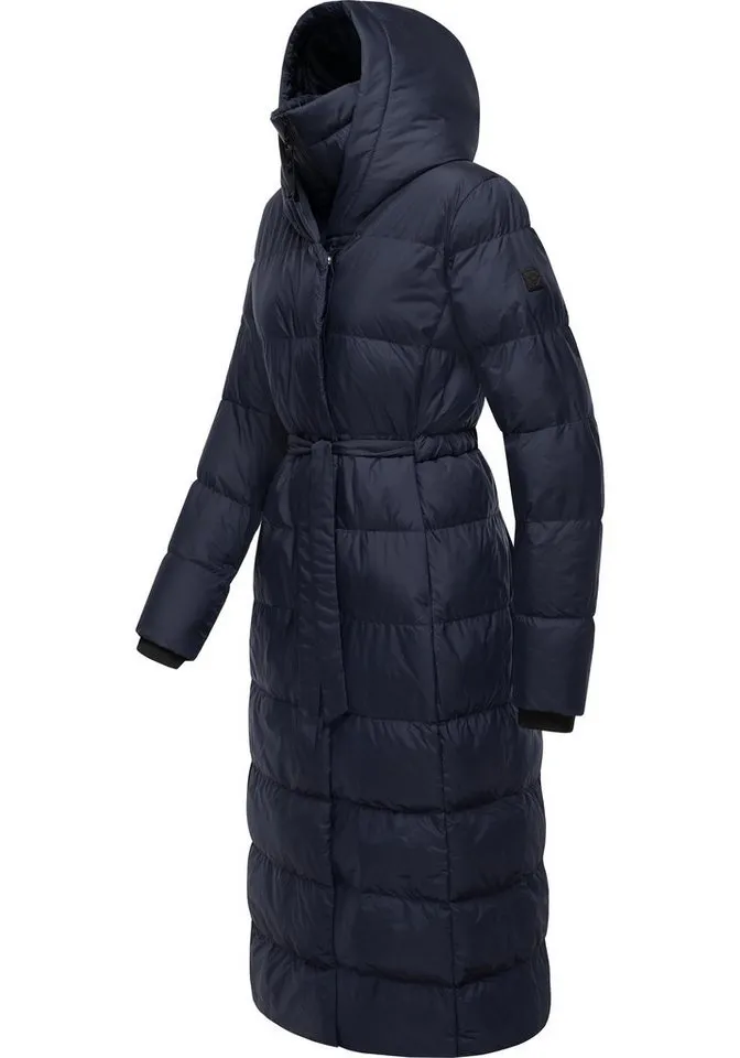 ragwear ragwear Steppmantel Niara Long Gesteppter langer Damen Mantel mit Bindeband, Blau, – Produktbild 3 von 3