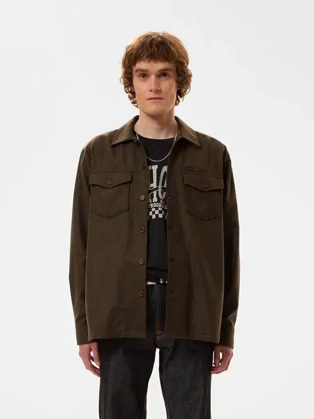 Nudie Jeans Nudie Jeans Vincent Melange Board Shirt - Green – Produktbild 1 von 4