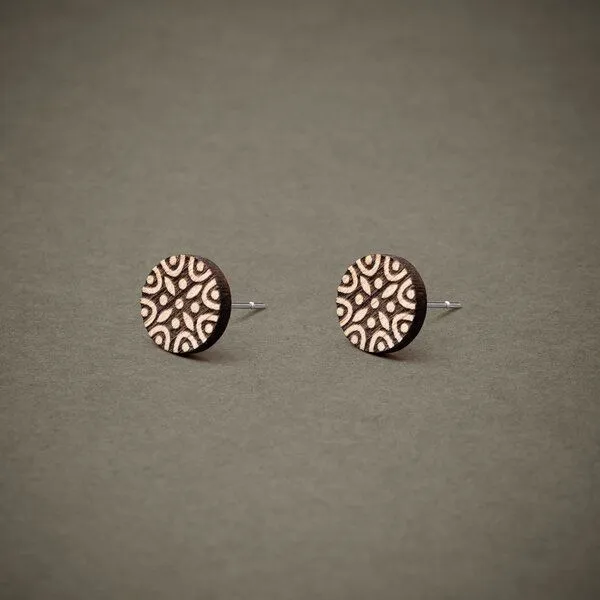 feinformart feinformart Ohrstecker / Ohrring aus Holz "Mandala2" – Produktbild 1 von 3