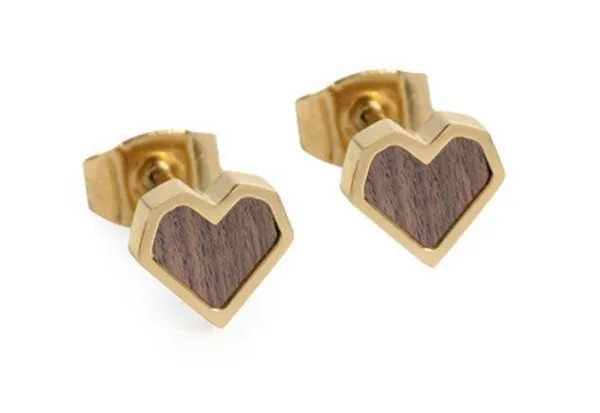 BeWooden BeWooden Herzchen Ohrringe Holz und Edelstahl Kombination, Grey, – Produktbild 2 von 7