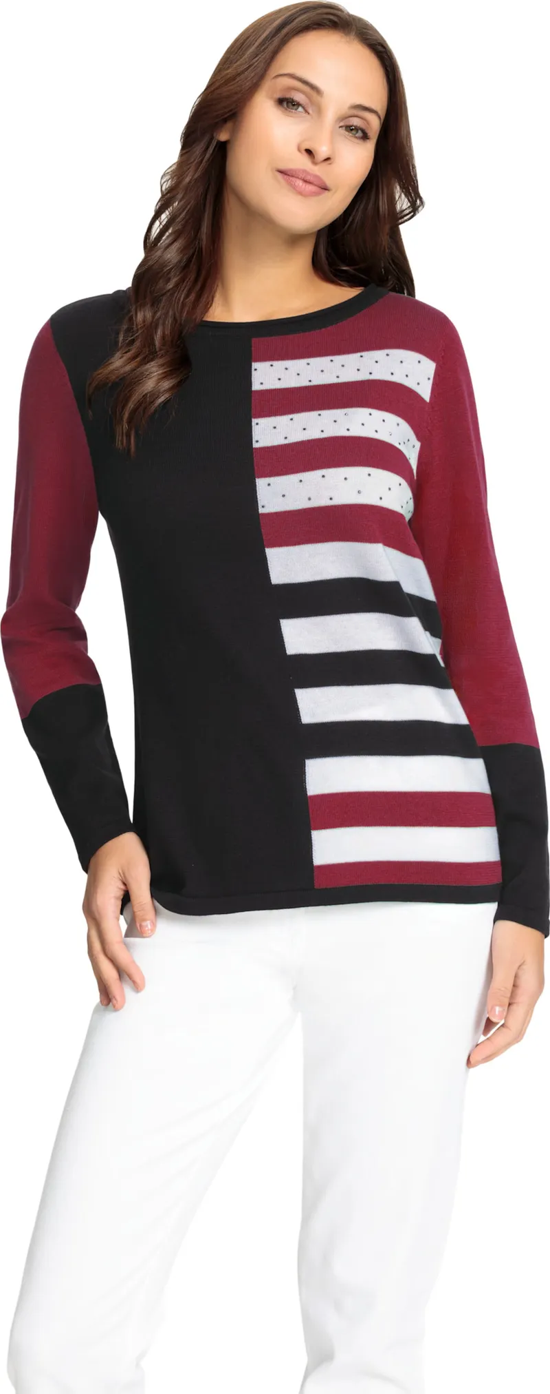 Witt Witt Pullover kirsche-schwarz-gemustert, Kirsche-schwarz-gemustert, – Produktbild 2 von 2