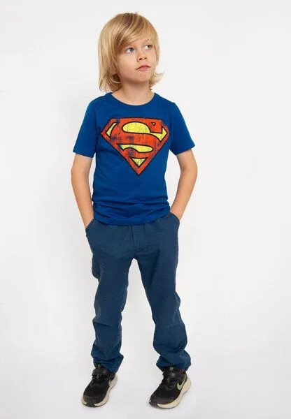 LOGOSH!RT LOGOSH!RT DC Comics Superman Logo Bio T-Shirt Print Kinder, Azurblau, – Produktbild 3 von 4