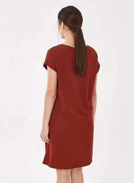 ORGANICATION ORGANICATION Slub-Jersey-Kleid aus Bio-Baumwolle mit Stickerei, Hot chocolate, – Produktbild 4 von 4
