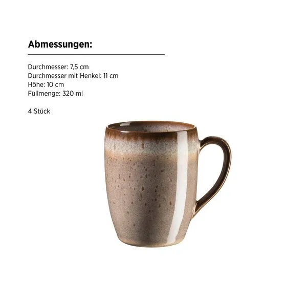 Mäser Mäser Frühstücksset 12-tlg. "Smoky's" Steinzeug, Braun, – Produktbild 4 von 5