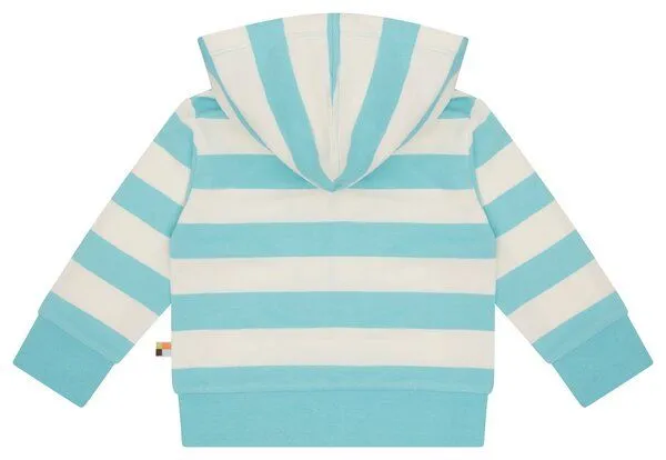 loud + proud loud + proud Babys & Kinder Sweatjacke mit Blockstreifen, GOTS-zertifiziert, Cyan(blau), – Produktbild 2 von 3