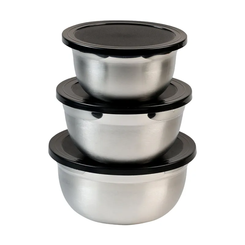 Kesper Rührschüssel-Set mit Deckel, 3 Stück, Silber, – Produktbild 2 von 2