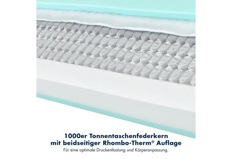 irisette Taschenfederkernmatratze 1.000er Tonnentaschenfederkernmatratze Rügen, Irisette, 24 cm hoch, 7 ergonomische Liegezonen – Produktbild 5 von 5