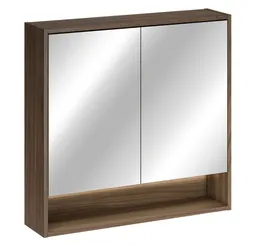 Lomadox Spiegelschrank VERZUOLO-56-WALNUT 80 cm breit in Walnuss, 2-türig, inkl. LED-Beleuchtung – Produktbild 1 von 1