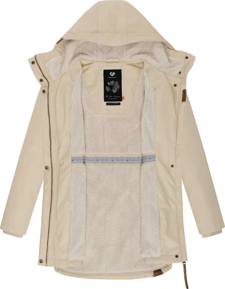 ragwear ragwear Wintermantel Elsie stylischer Winterparka mit Kapuze und Teddyfleece, Beige|braun, – Produktbild 1 von 4