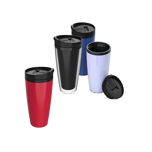 elasto elasto Kaffeebecher to go - Thermobecher auslaufsicher mit Klappdeckel, Rot, – Produktbild 2 von 3
