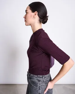 JAN N JUNE JAN 'N JUNE Damen vegan T-Shirt Rib Nina Cherry Lacquer – Produktbild 1 von 1