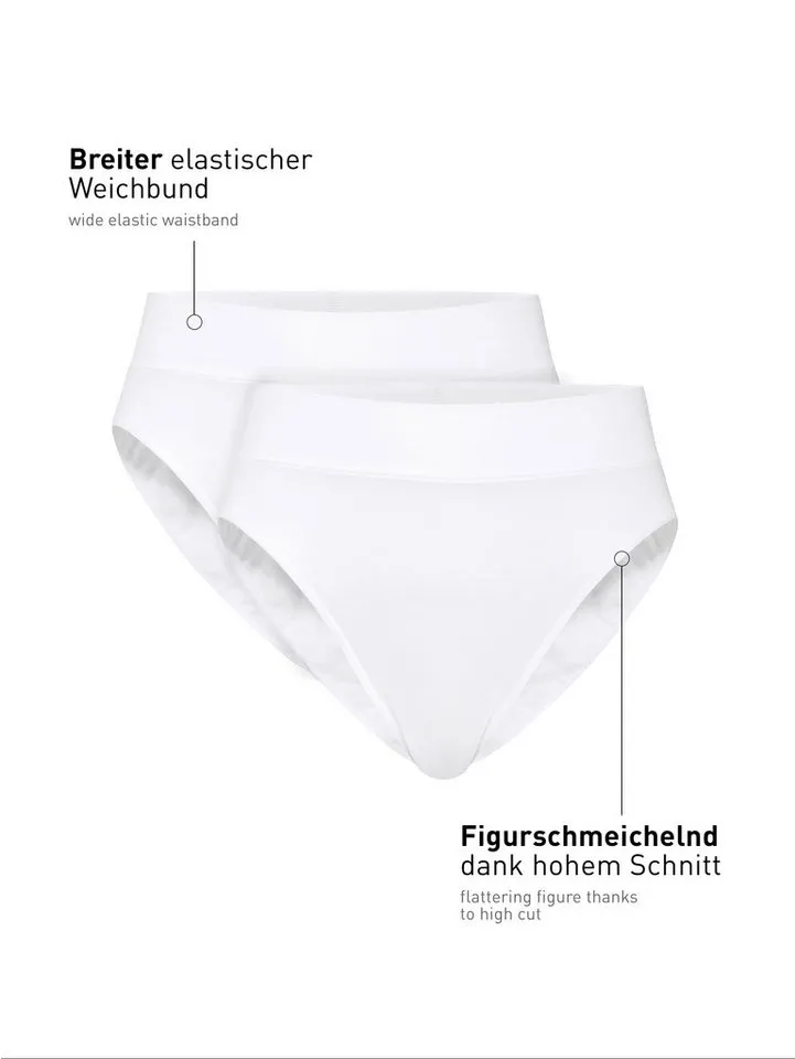 CALIDA CALIDA High-Waist-Slip Elastic Duopack (2er Pack) breiter Softbund, elastisch, atmungsaktiv, weich, Weiß, – Produktbild 5 von 5
