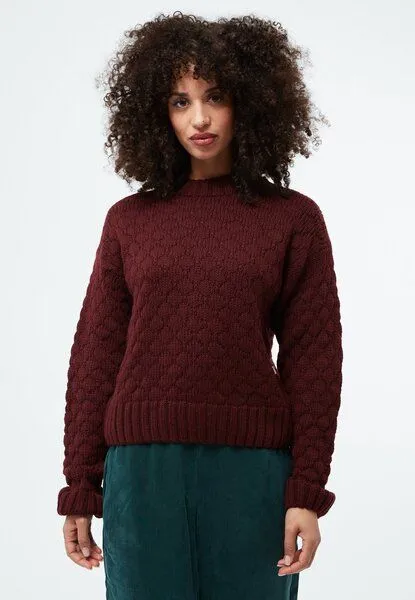 Givn Berlin Givn Berlin Stricksweater GBJUSTINE aus Bio-Merinowolle mit Bubbleknit, Burgundy, – Produktbild 1 von 4