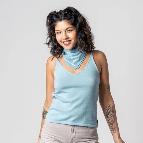 trueStory trueStory Bio-Damen-Stricktop 'FIANNA' mit V-Ausschnitt, Light blue, – Produktbild 2 von 5