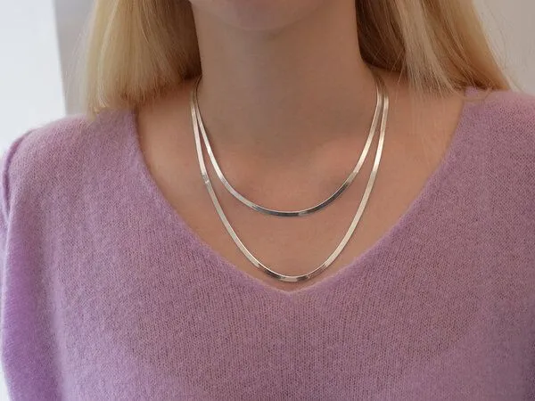 BELLYBIRD Jewellery BELLYBIRD Jewellery SCHLANGENKETTE - 925 Silber oder 925 Silber vergoldet, bewegliches Gliederband, Silber, – Produktbild 4 von 6