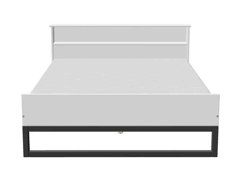 OTTO home Bett Pannor, Industrial Design, mit Regal, Lattenrost inklusive (Liegefläche Breite 140 oder 180cm), Kufengestell, bis 200 kg belastbar, FSC-zertifiziert, Made in EU, Weiß, – Produktbild 4 von 4