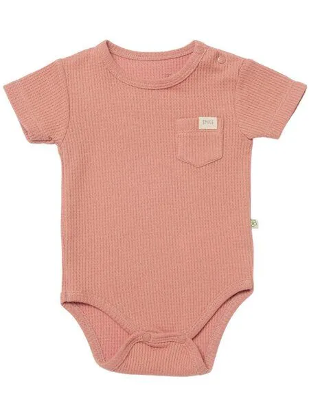 Biorganic Biorganic Waffle Smile Baby Kurzarmbody, Coral, – Produktbild 1 von 4