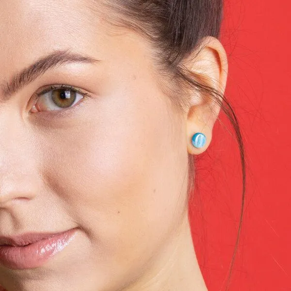 ALEXASCHA ALEXASCHA Kleine Glas Ohrstecker Rund, Azurblau, – Produktbild 3 von 3