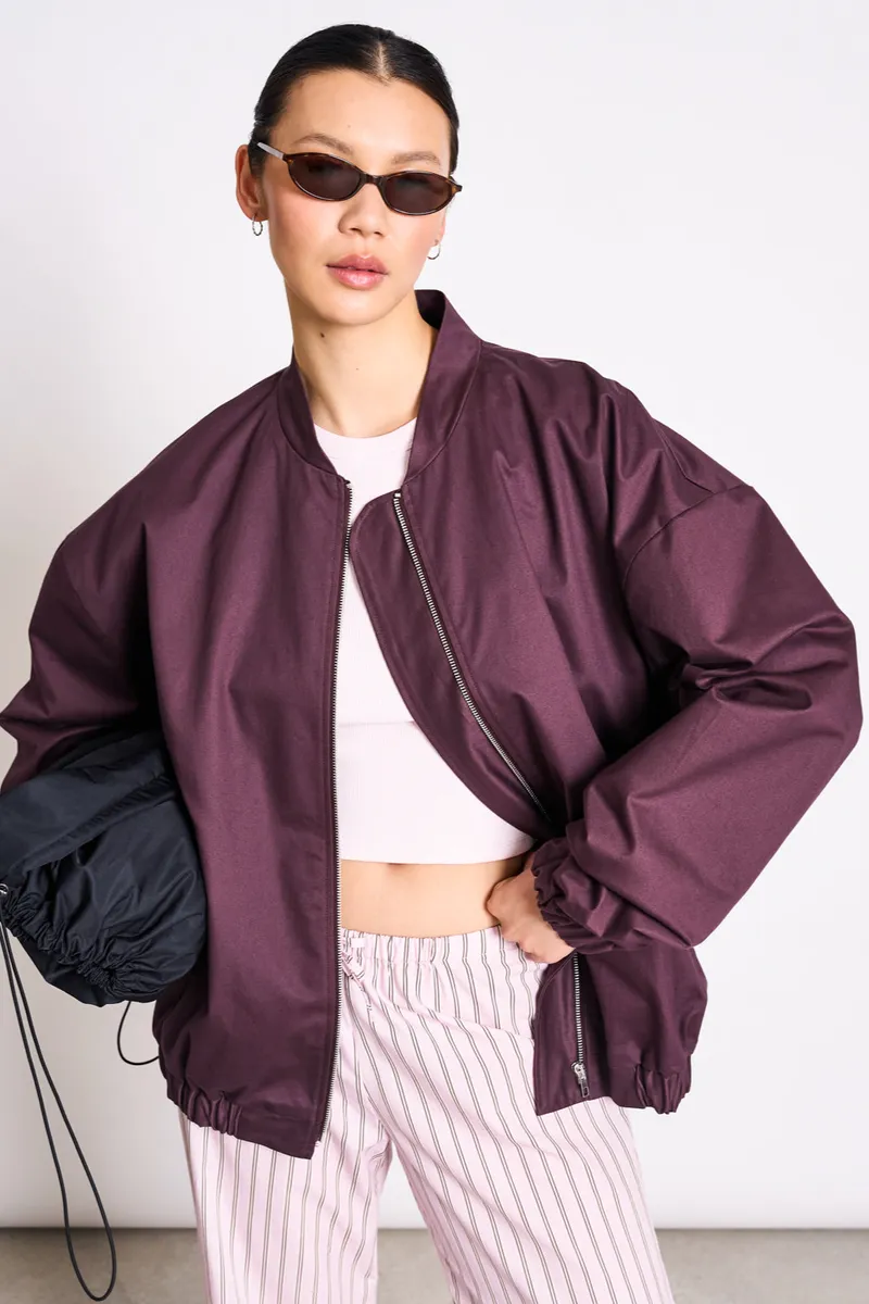 JAN N JUNE JAN 'N JUNE Damen vegan Blouson Tanaro Cherry Lacquer, Dunkelrot, – Produktbild 1 von 2