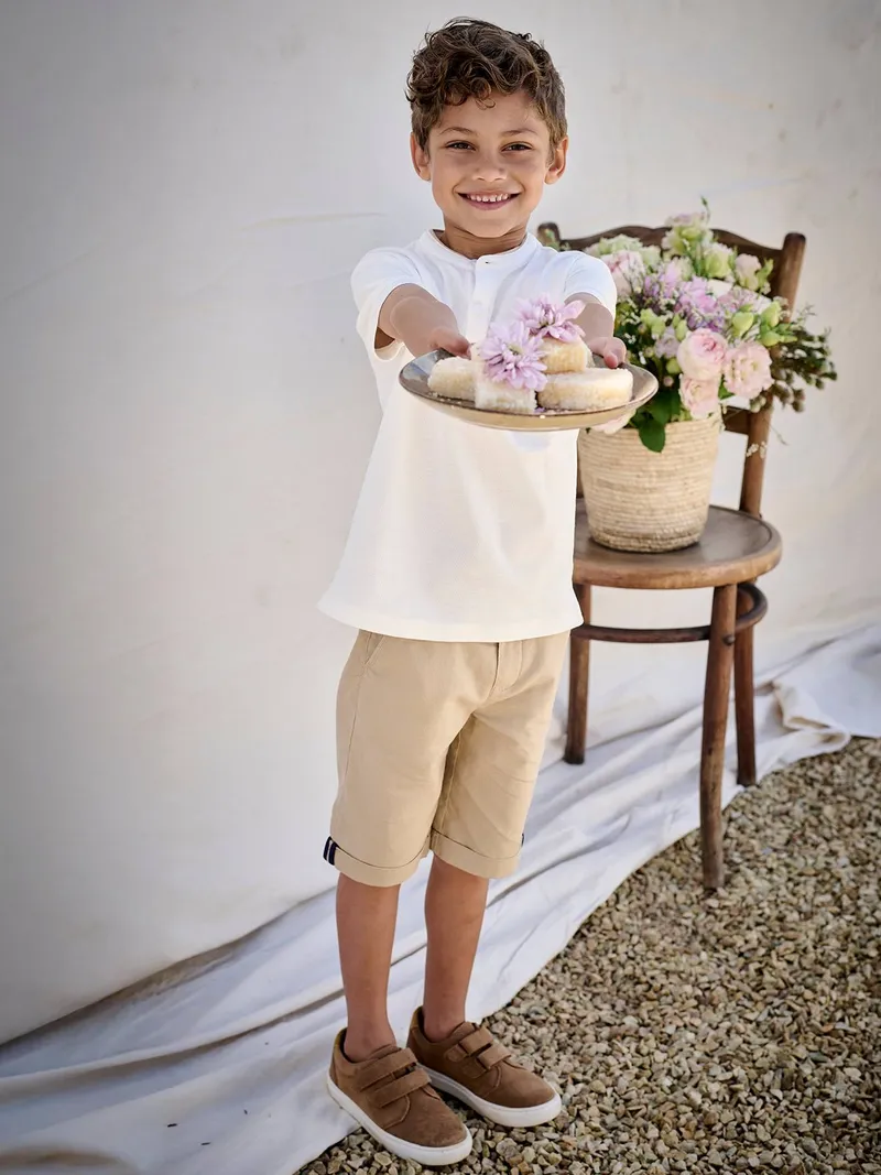 Vertbaudet Festliche Jungen Shorts, Beige, – Produktbild 1 von 4