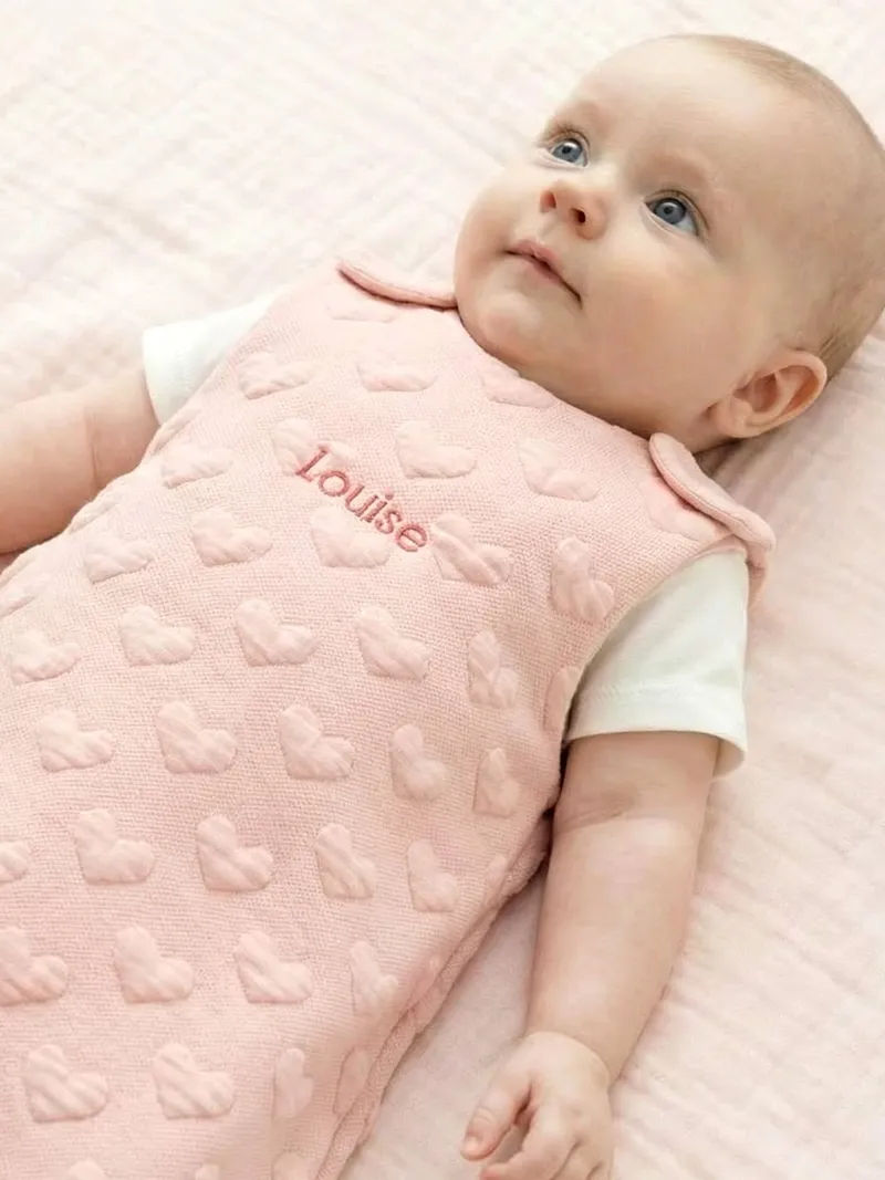 Vertbaudet Ärmelloser Baby Schlafsack JACQUARD TOG 2, Hellrosa, – Produktbild 1 von 3
