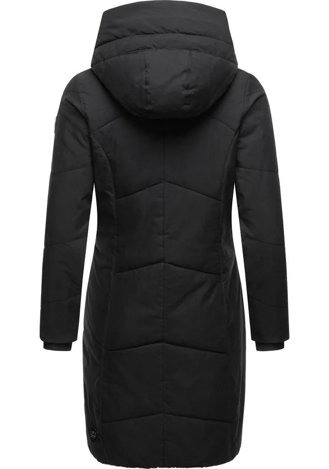 ragwear ragwear Wintermantel Gordon Long gesteppter Winterparka mit asymmetrischem Kragen, Schwarz, – Produktbild 4 von 4