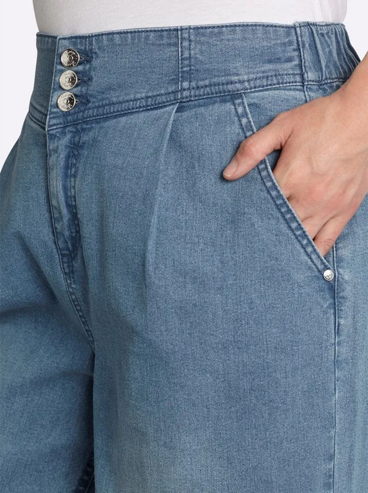 sheego sheego Bequeme Jeans Jeans erhöht, Blau, – Produktbild 5 von 5