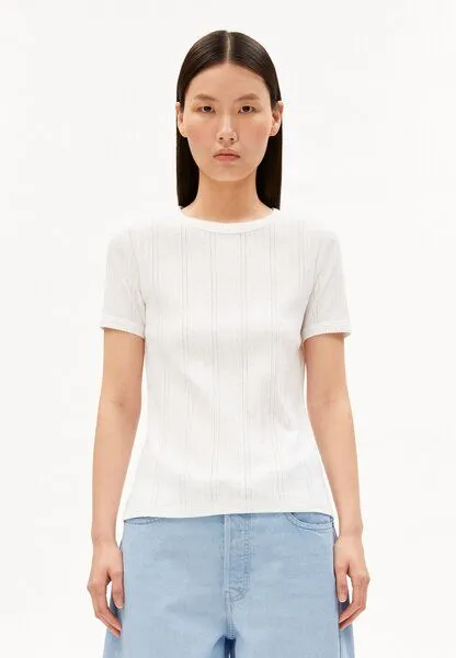 ARMEDANGELS ARMEDANGELS POINTELLE Damen T-Shirt aus 100% Bio-Baumwolle, White, – Produktbild 1 von 4