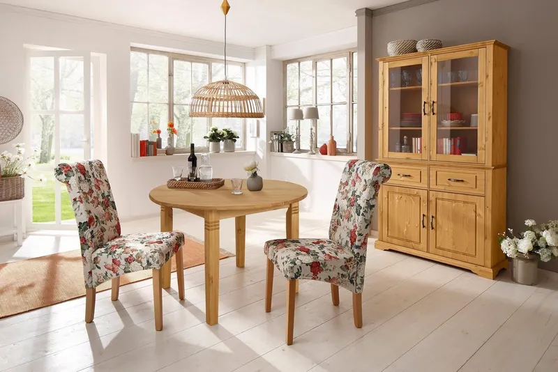 OTTO home Esstisch Danuta, Tisch, Speisetisch, aus massiver Kiefer, runde Ausführung, Beige, – Produktbild 3 von 5