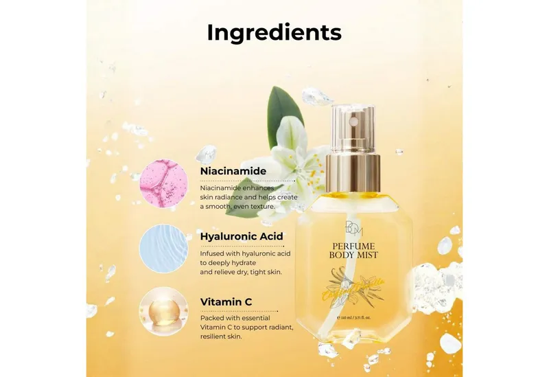 Beauty of Majesty Körperspray Chiffon Vanilla Perfume Body Mist 110ml – Körperspray mit 24h, Vanilleduft, Niacinamid & Hyaluronsäure, koreanisches Duftspray – Produktbild 2 von 5