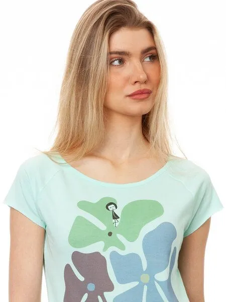 FellHerz FellHerz Damen T-Shirt Flower Girl moonlight jade bio & fair & vegan – Produktbild 1 von 3