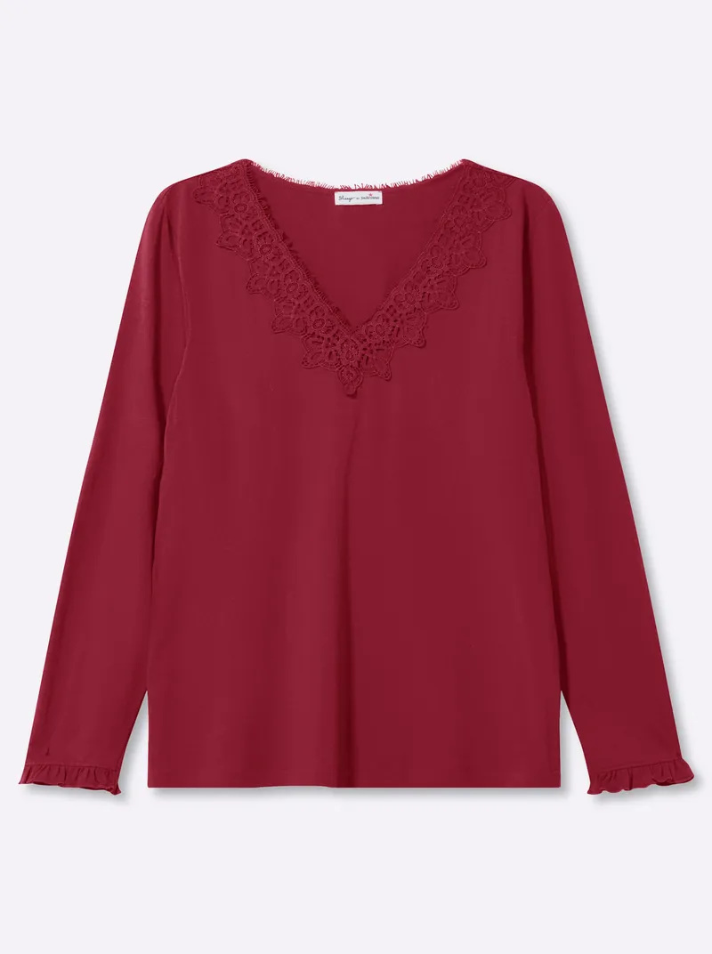 sheego by Joe Browns Langarmshirt, Kirsche, – Produktbild 1 von 2