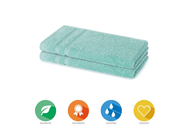 Lavea Gästehandtuch Bali Gästetücher 30x50 cm, Gästetuch, Gästehandtücher klein, Weiches Bio-Baumwollfrottee (Set, 2-St), Handtuch, Gästehandtuch-Set, GOTS-zertifiziert, Grün, – Produktbild 2 von 5