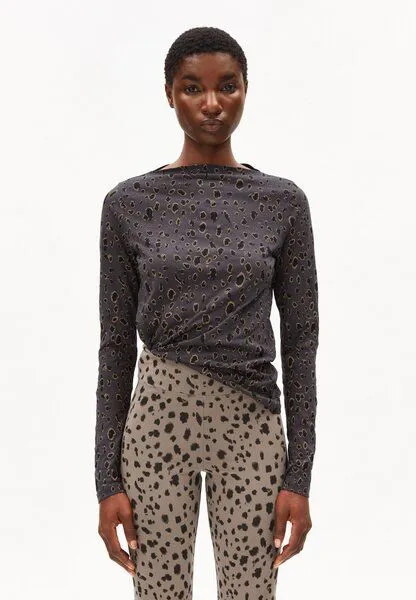ARMEDANGELS ARMEDANGELS LEO Damen Longsleeve aus Bio-Baumwolle mit Leo-Print, Dark steel, – Produktbild 1 von 3