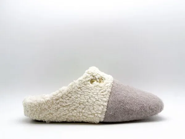 thies Veganer "thies ® Organic Teddy Mix Slipper" aus Biobaumwolle, Taupe, – Produktbild 2 von 4