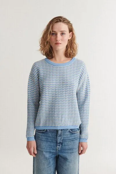 Basic Apparel Basic Apparel Leichter Sommerpullover CASHI aus Bio-Baumwolle, Hellblau-dutch-canal-birch, – Produktbild 1 von 4